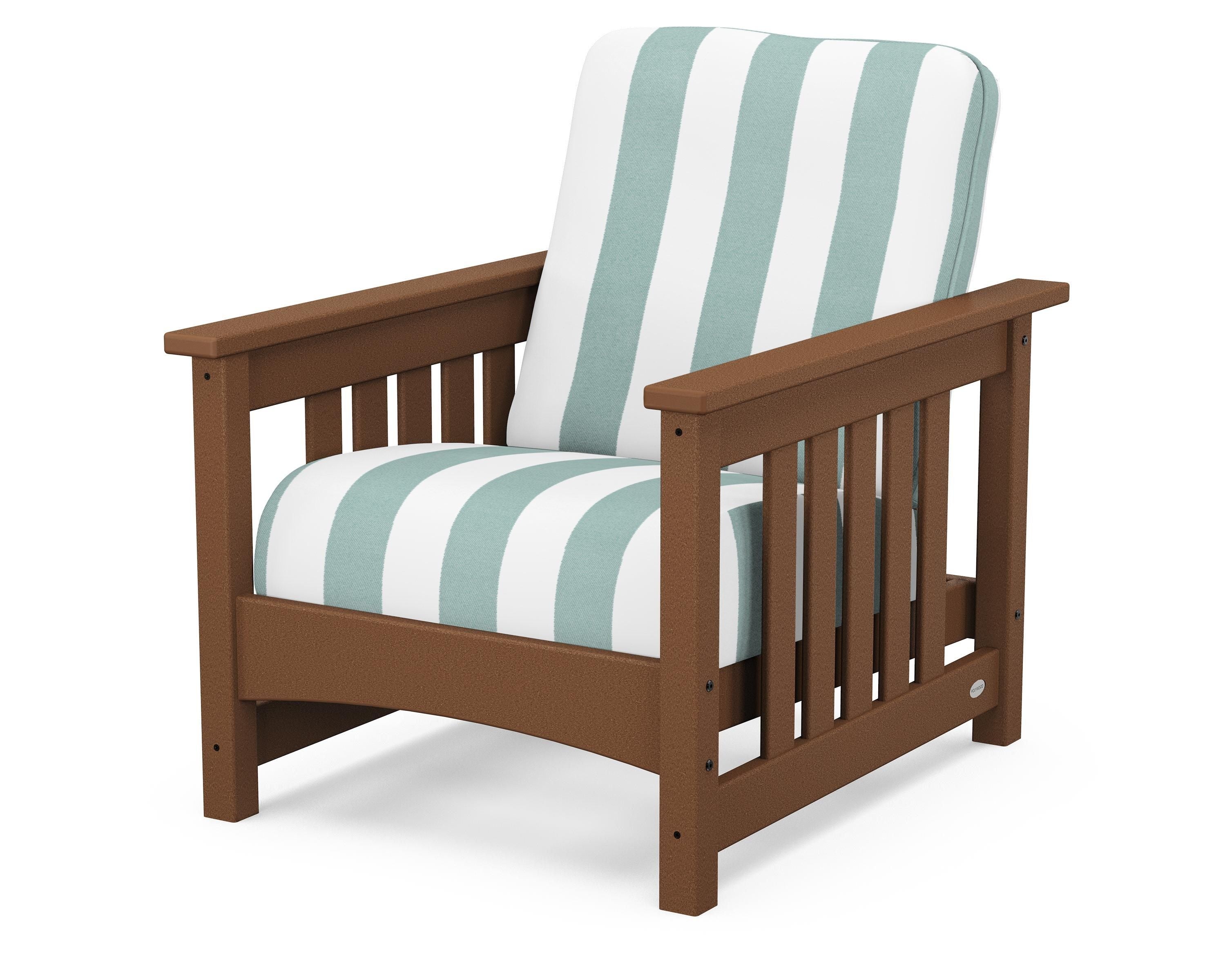 POLYWOOD® Club Mission Chair in Teak / Cabana Stripe Glacier Spa