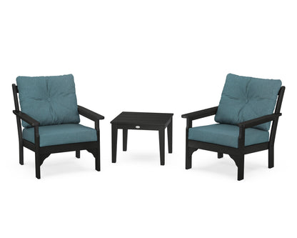 POLYWOOD® Vineyard 3-Piece Deep Seating Set in Black / Ocean Teal