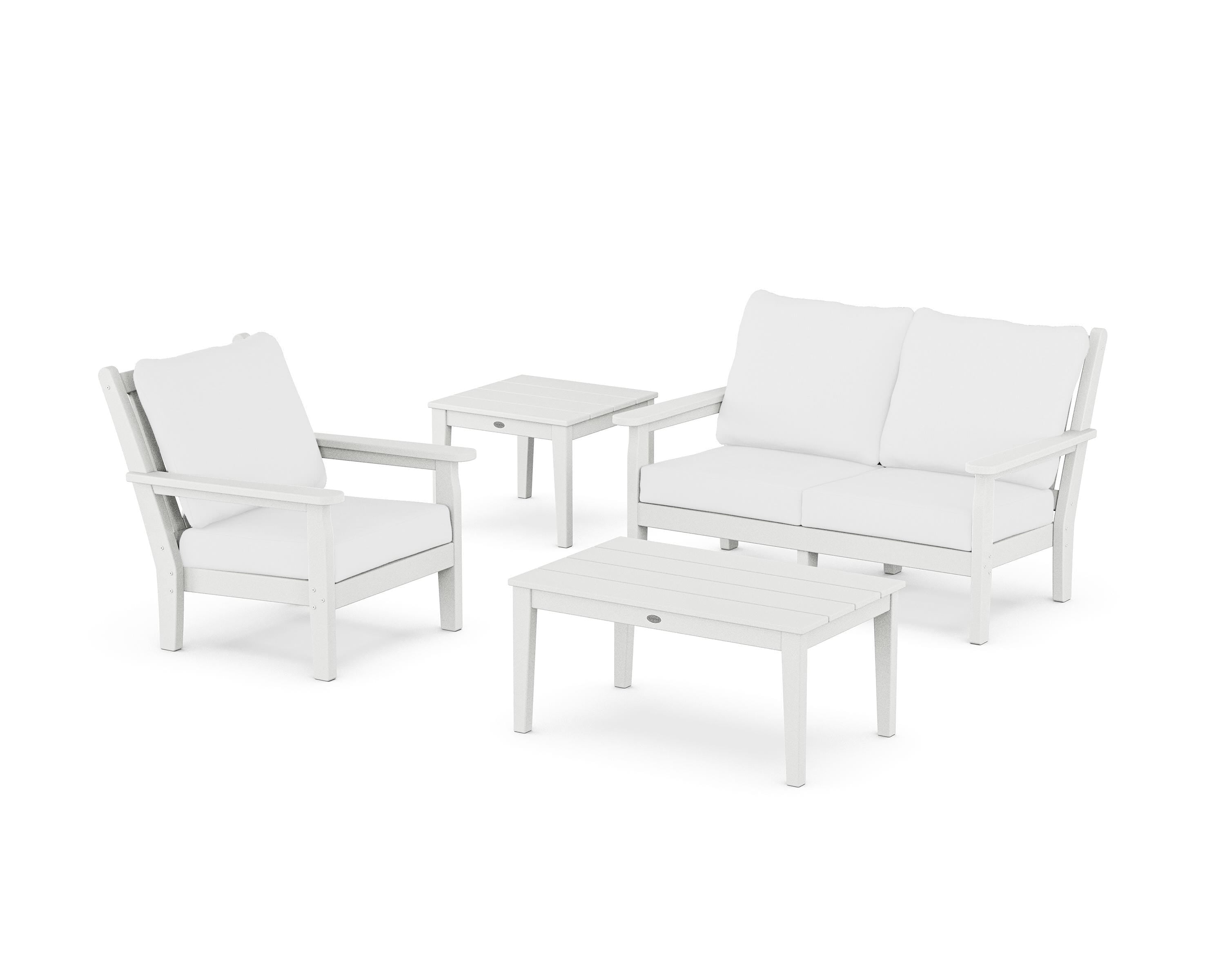 POLYWOOD® Chippendale 4-Piece Deep Seating Set in White / Natural