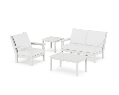 POLYWOOD® Chippendale 4-Piece Deep Seating Set in White / Natural