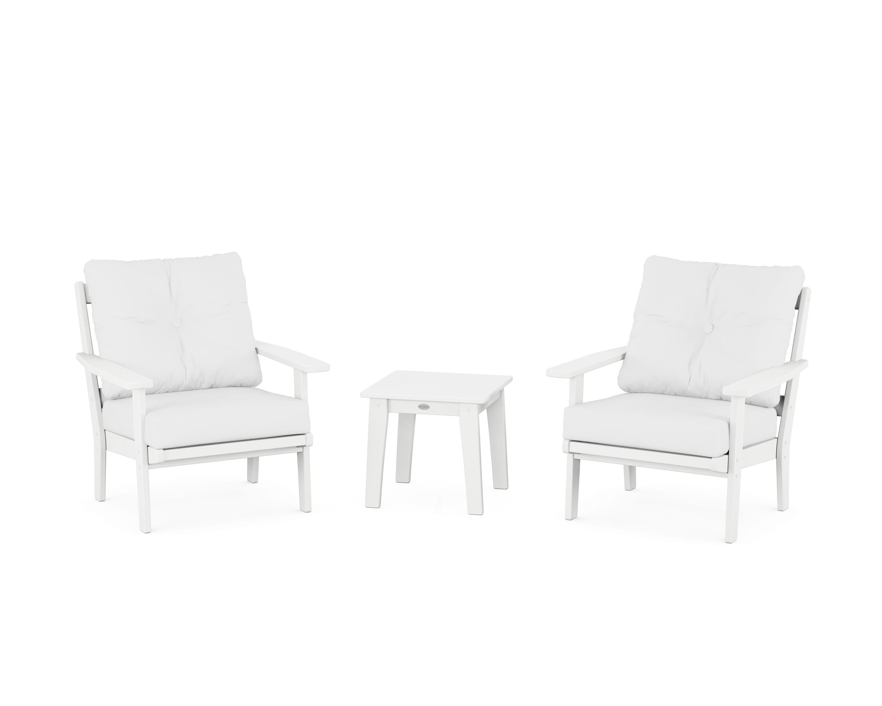 POLYWOOD® Oxford 3-Piece Deep Seating Set in White / Natural