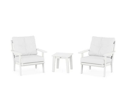 POLYWOOD® Oxford 3-Piece Deep Seating Set in White / Natural