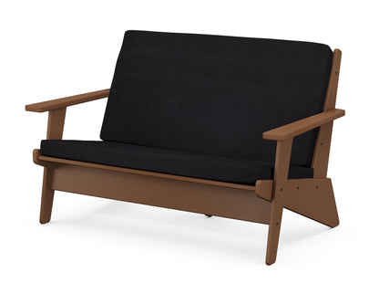 POLYWOOD® Riviera Modern Lounge Loveseat in Teak / Midnight Linen