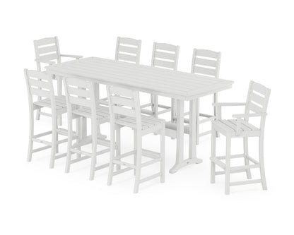 POLYWOOD® Lakeside 9-Piece Bar Set with Trestle Legs in White