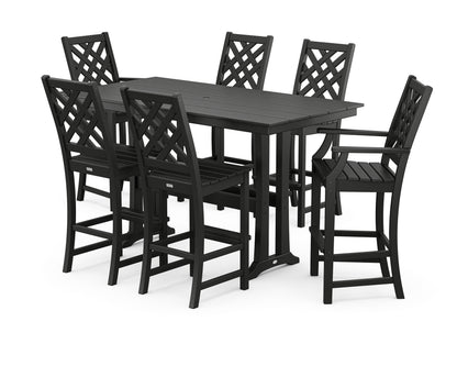 Country Living Wovendale 7-Piece Farmhouse Bar Set with Trestle Legs in Black