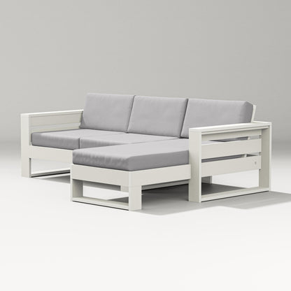 PW Designer Series Latitude Right Chaise Sectional in Vintage White / Granite