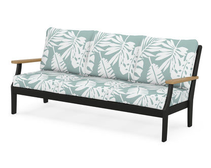 POLYWOOD® Braxton Deep Seating Sofa in Black / Natural / Leaf Glacier Spa