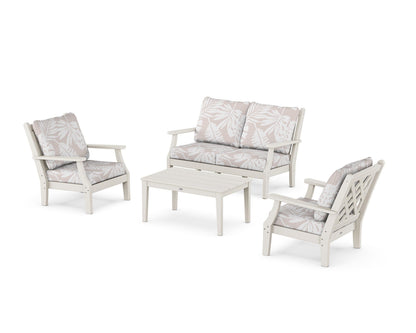 Country Living Wovendale 4-Piece Deep Seating Set with Loveseat in Sand / Leaf Dune Burlap