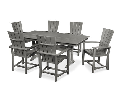 POLYWOOD® Quattro 7-Piece Farmhouse Dining Set with Trestle Legs in Slate Grey