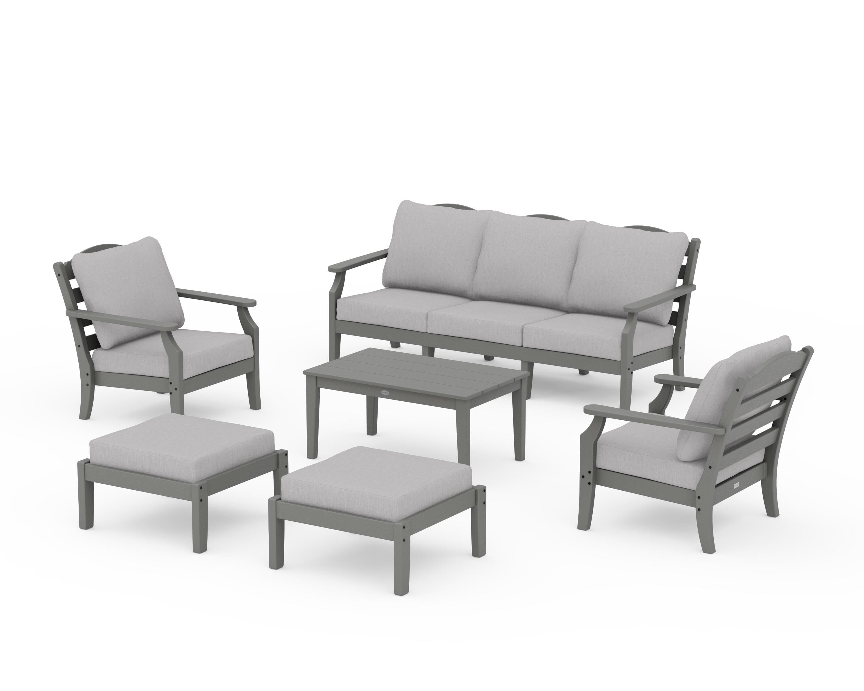 Draper James™ by  POLYWOOD® Savannah 6-Piece Lounge Sofa Set in Slate Grey / Granite