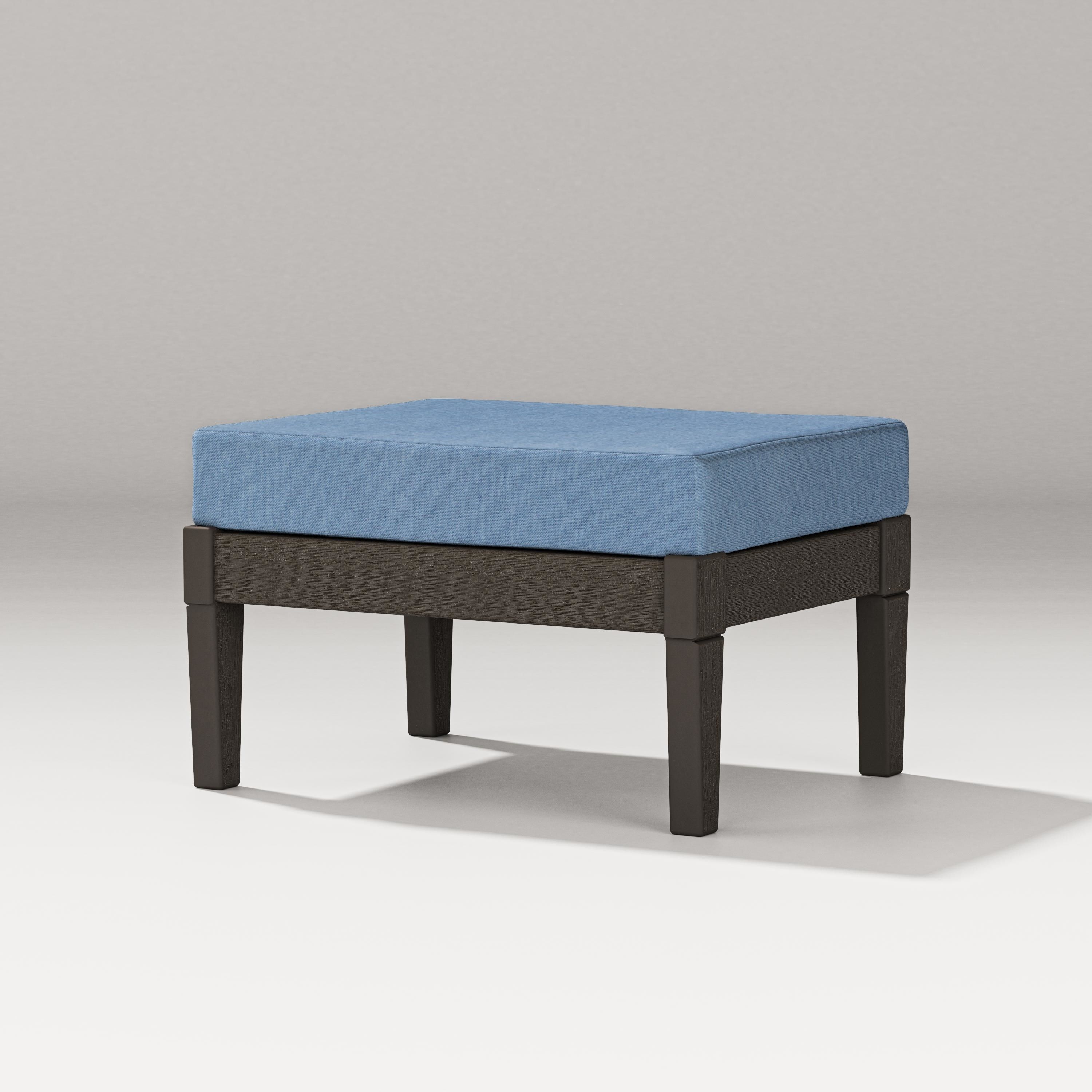 PW Designer Series Estate Lounge Ottoman in Vintage Coffee / Sky Blue