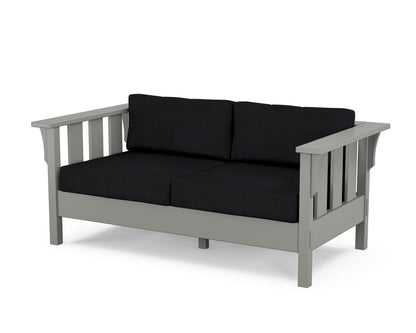 Martha Stewart by POLYWOOD® Acadia Deep Seating Loveseat in Slate Grey / Midnight Linen
