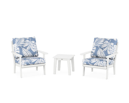 POLYWOOD® Mission 3-Piece Deep Seating Set in White / Leaf Sky Blue