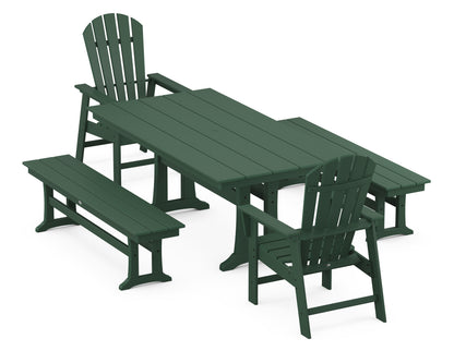 POLYWOOD® South Beach 5-Piece Farmhouse Dining Set With Trestle Legs in Green