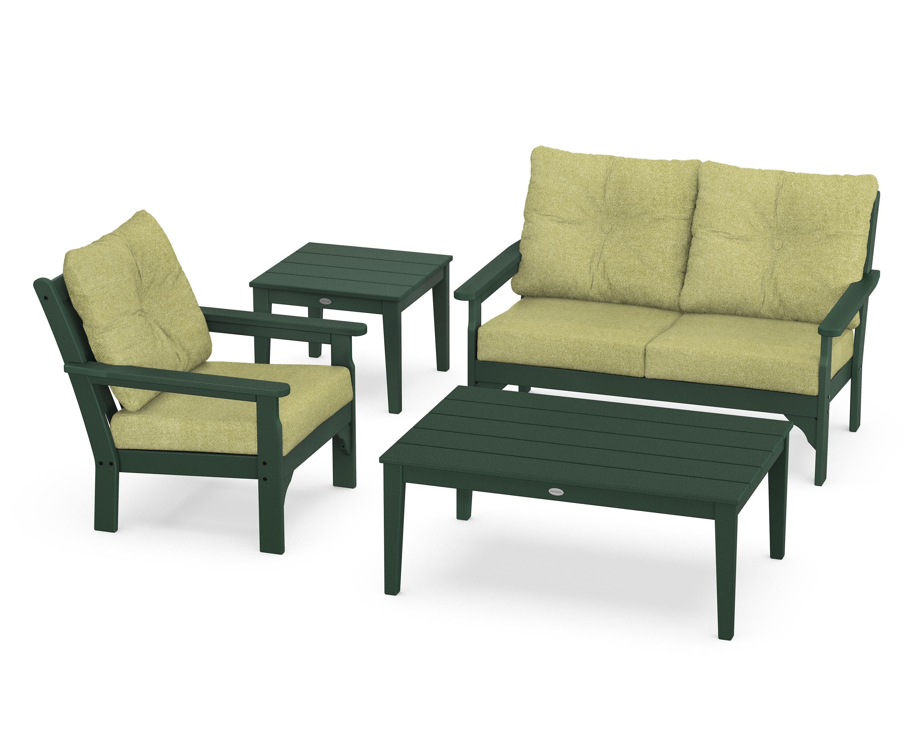 POLYWOOD® Vineyard 4-Piece Deep Seating Set in Green / Chartreuse Boucle