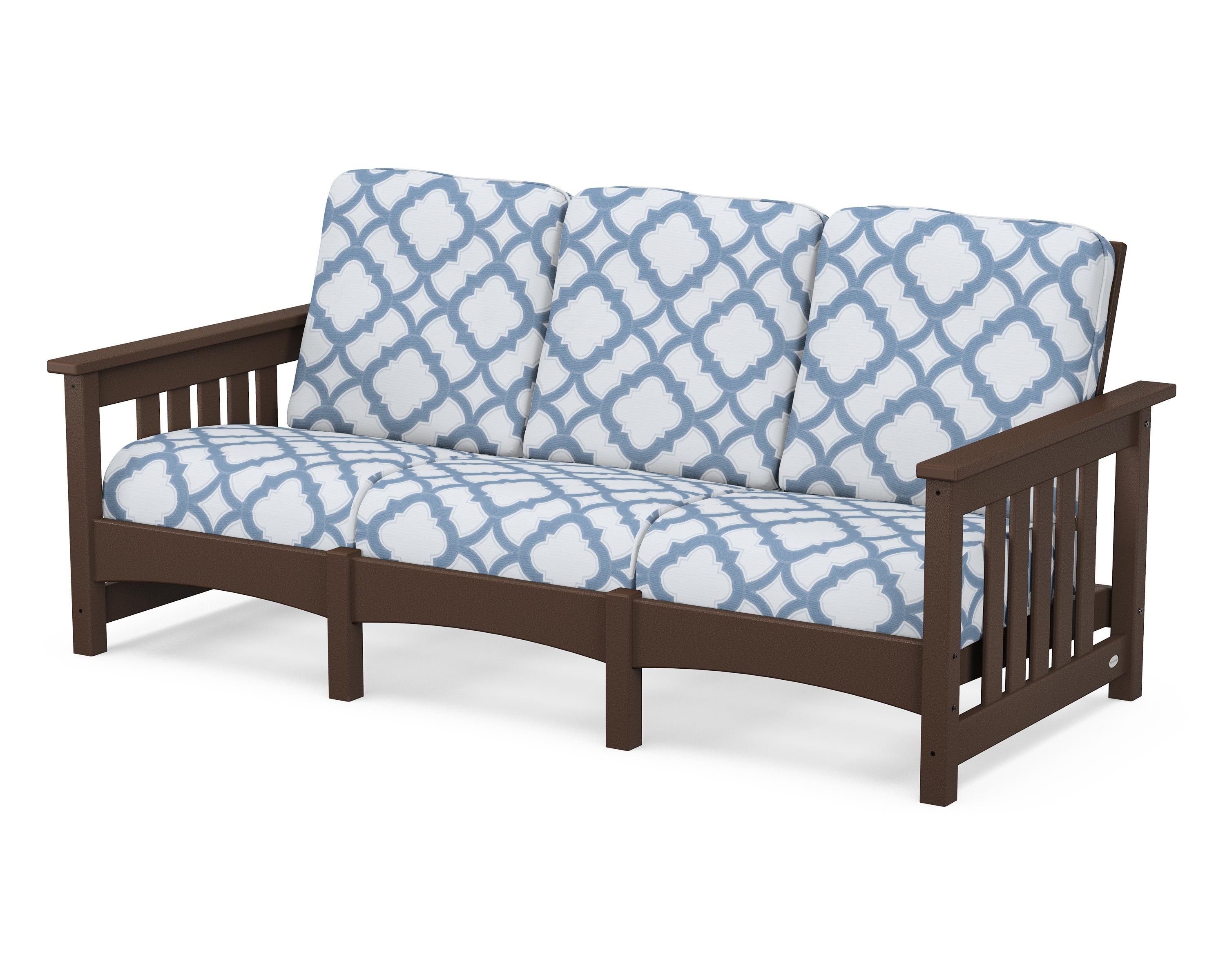 POLYWOOD® Club Mission Sofa in Mahogany / Trellis Sky Blue