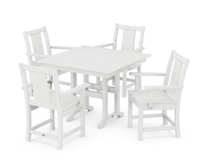 POLYWOOD® Prairie 5-Piece Farmhouse Dining Set in White