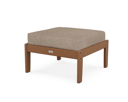 Country Living Cottage Deep Seating Ottoman in Teak / Spiced Burlap