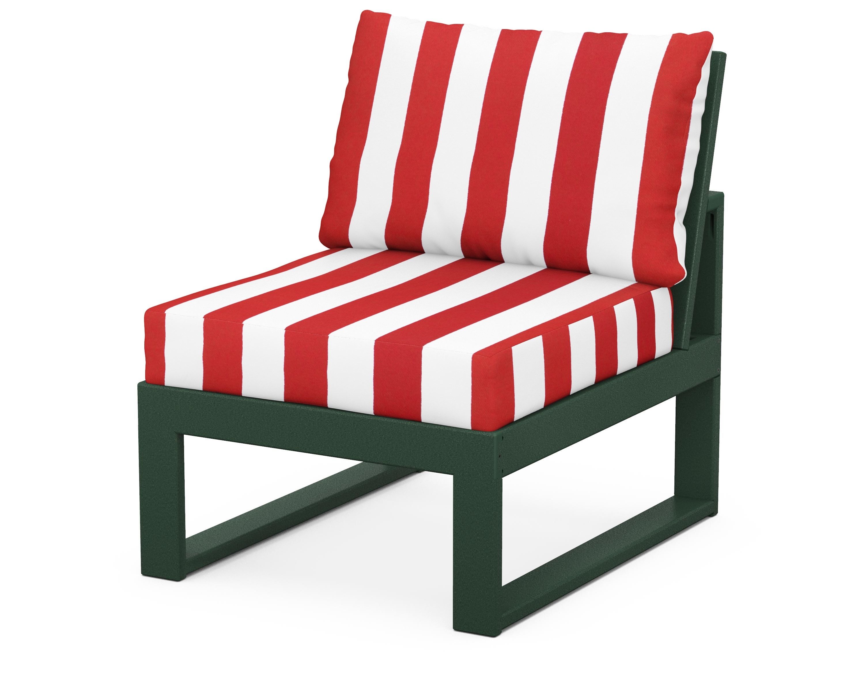 Unbranded Modular Armless Chair in Green / Cabana Stripe Crimson