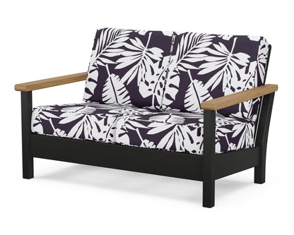 POLYWOOD® Harbour Deep Seating Loveseat in Black / Natural / Leaf Navy