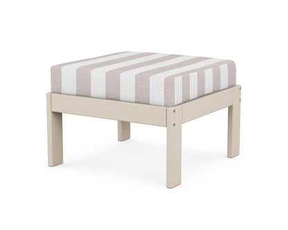POLYWOOD® Vineyard Modular Ottoman in Sand / Cabana Stripe Dune Burlap
