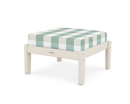 Martha Stewart by POLYWOOD® Chinoiserie Deep Seating Ottoman in Sand / Buffalo Plaid Glacier Spa