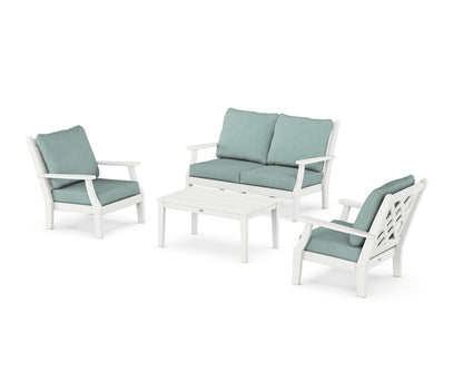 Country Living Wovendale 4-Piece Deep Seating Set with Loveseat in White / Glacier Spa