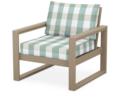 POLYWOOD® EDGE Club Chair in Vintage Sahara / Buffalo Plaid Glacier Spa
