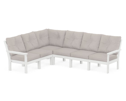 POLYWOOD® Vineyard 6-Piece Sectional in White / Dune Burlap