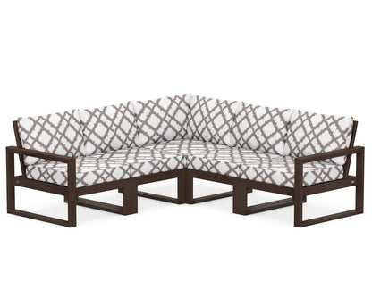 POLYWOOD® EDGE 5-Piece Modular Deep Seating Set in Mahogany / Trellis Grey Mist