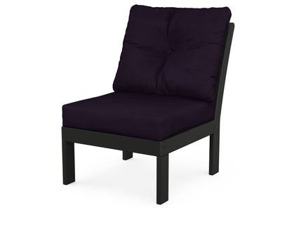 POLYWOOD® Vineyard Modular Armless Chair in Black / Navy Linen