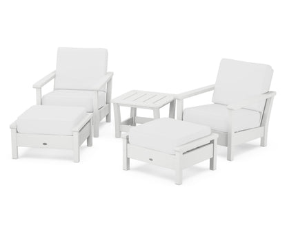 POLYWOOD® Harbour 5-Piece Deep Seating Chair Set in White / Natural