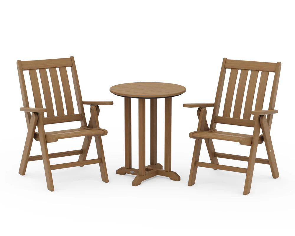 Vineyard Folding Chair 3-Piece Round Dining Set