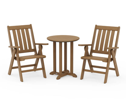 Vineyard Folding Chair 3-Piece Round Dining Set