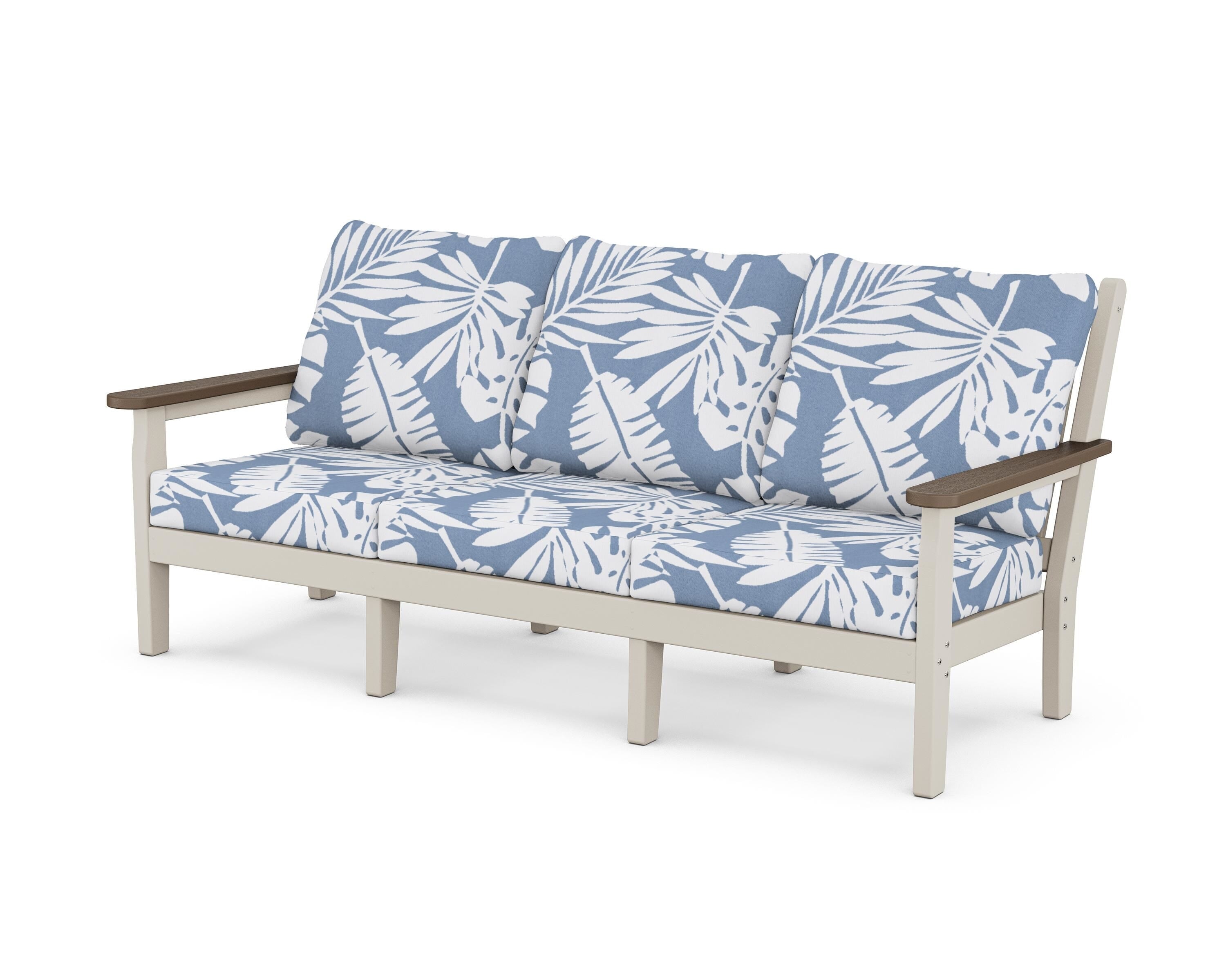 POLYWOOD® Chippendale Deep Seating Sofa in Sand / Kona / Leaf Sky Blue