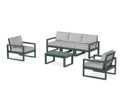 POLYWOOD® EDGE Sectional 4-Piece Deep Seating Set with Sofa in Green / Granite