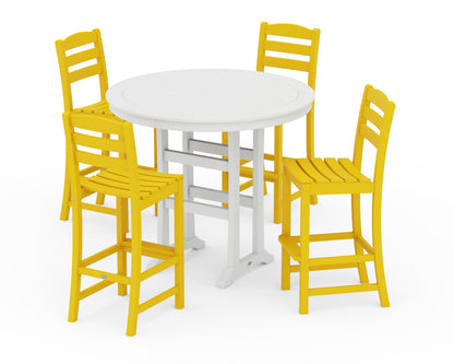 POLYWOOD® La Casa Café 5-Piece Side Chair Bar Dining Set in Lemon / White