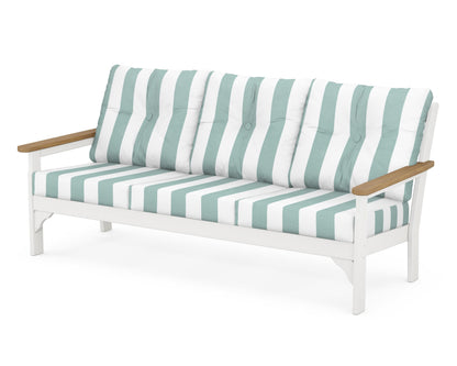 POLYWOOD® Vineyard Deep Seating Sofa in White / Natural / Cabana Stripe Glacier Spa