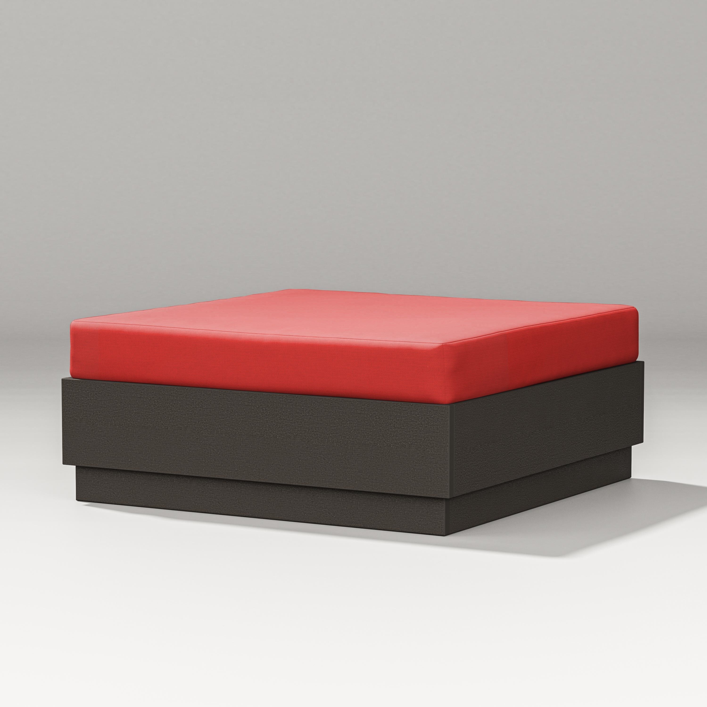 PW Designer Series Elevate Lounge Ottoman in Vintage Coffee / Crimson Linen