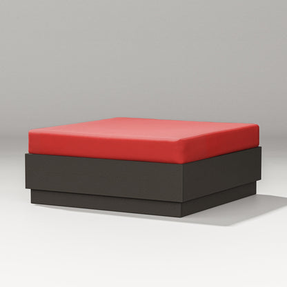 PW Designer Series Elevate Lounge Ottoman in Vintage Coffee / Crimson Linen