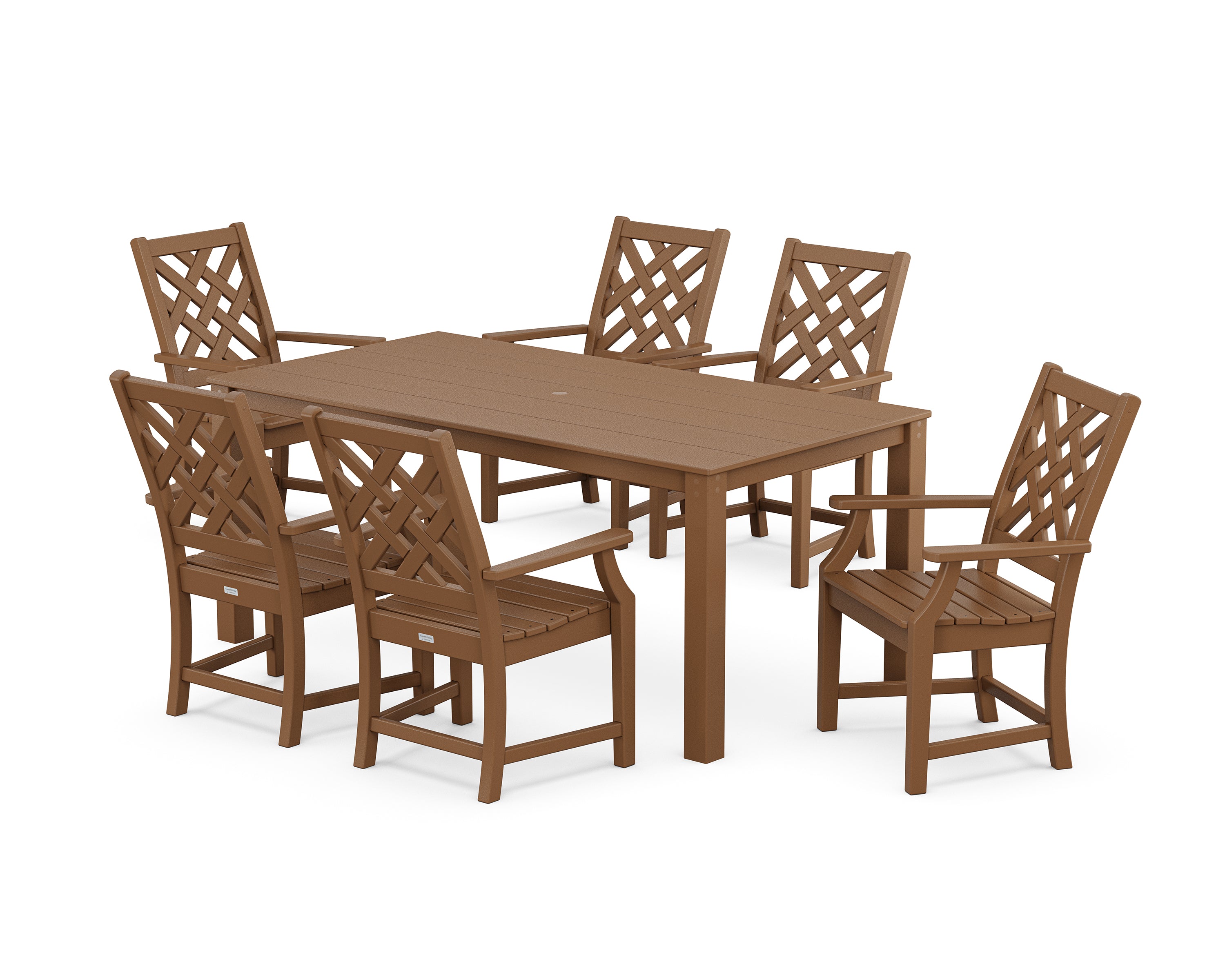 Country Living Wovendale Arm Chair 7-Piece Parsons Dining Set in Teak