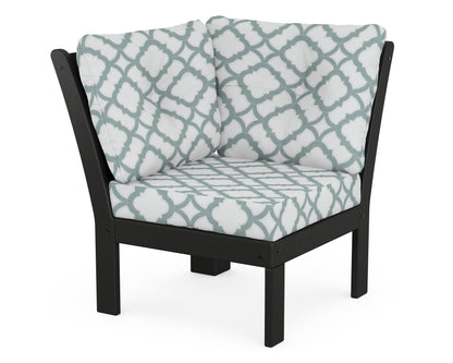 POLYWOOD® Vineyard Modular Corner Chair in Black / Trellis Glacier Spa