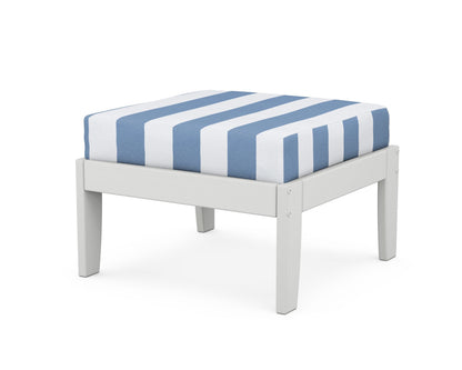 Unbranded Modular Ottoman - Classic in White / Cabana Stripe Sky Blue