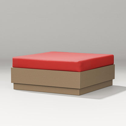 PW Designer Series Elevate Lounge Ottoman in Vintage Sahara / Crimson Linen