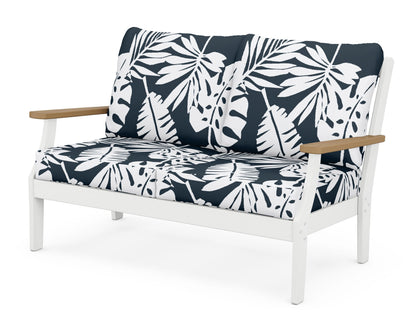 POLYWOOD® Braxton Deep Seating Loveseat in White / Natural / Leaf Marine Indigo