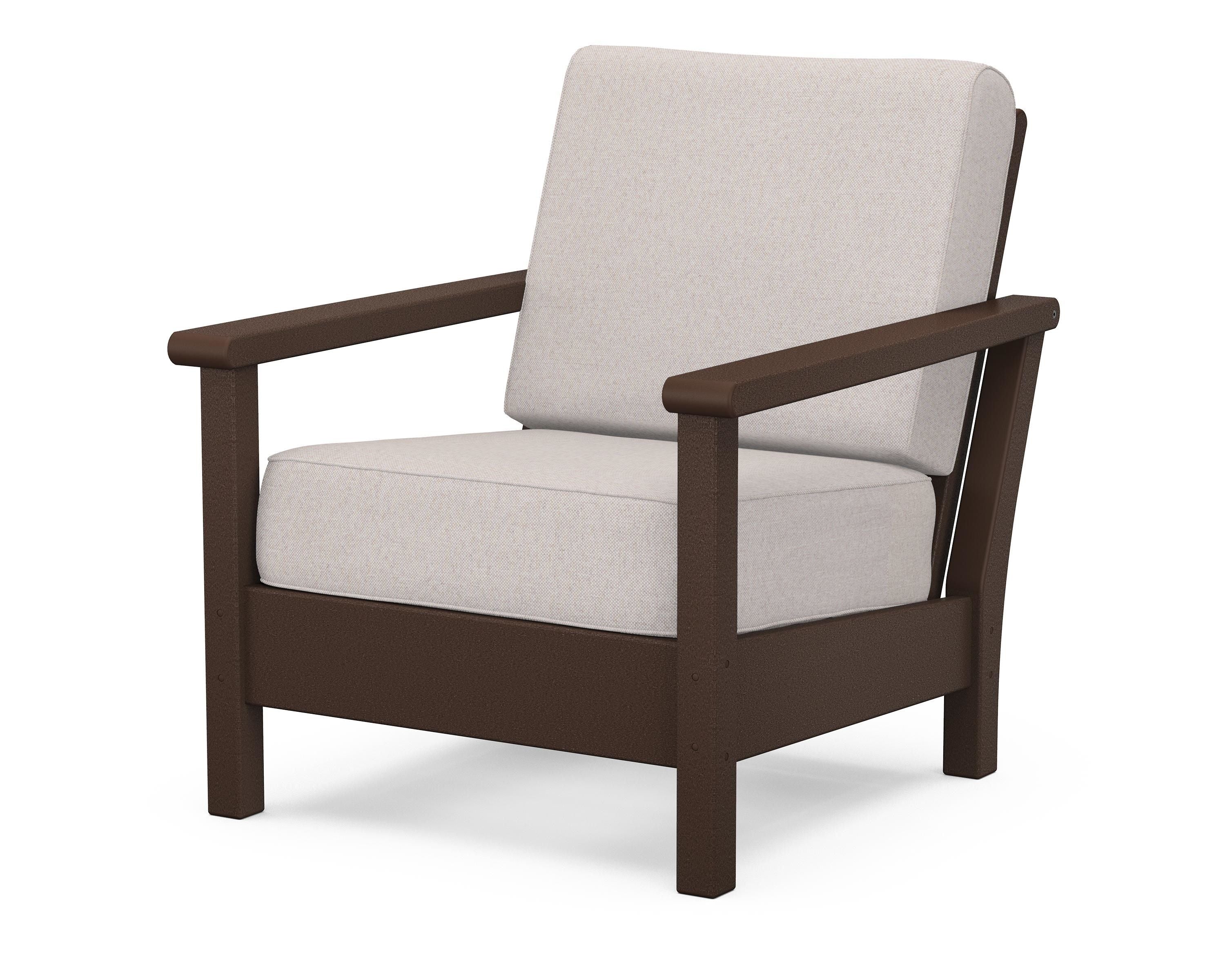 POLYWOOD® Harbour Deep Seating Chair in Mahogany / Dune Burlap
