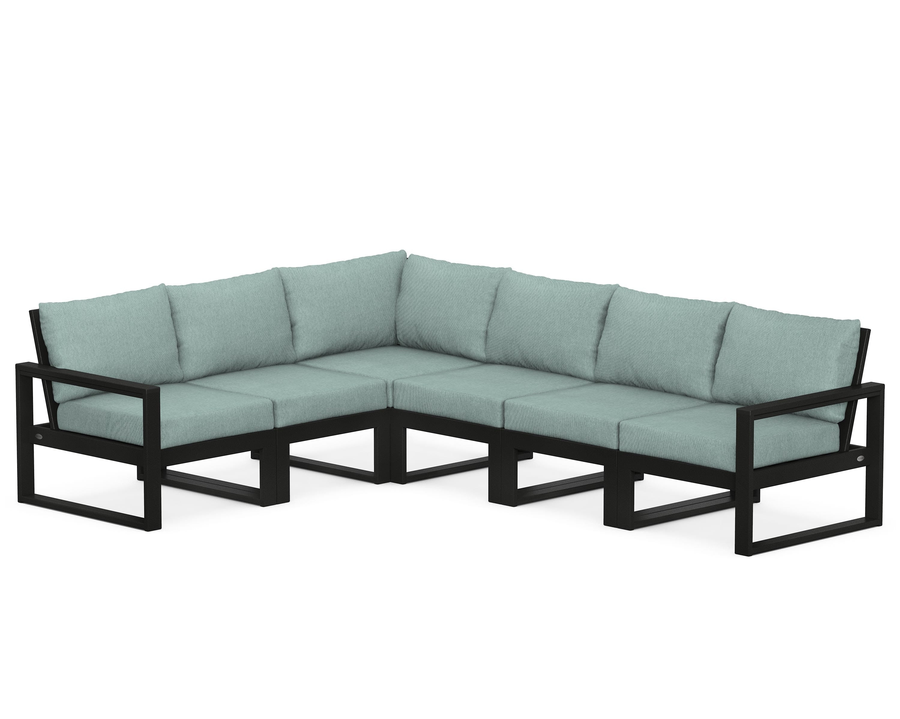 POLYWOOD® EDGE 6-Piece Modular Deep Seating Set in Black / Glacier Spa