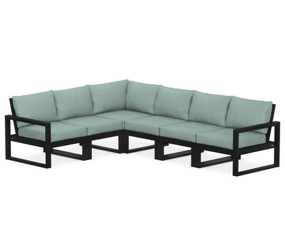 POLYWOOD® EDGE 6-Piece Modular Deep Seating Set in Black / Glacier Spa