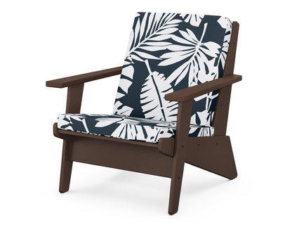 POLYWOOD® Riviera Modern Lounge Chair in Mahogany / Leaf Marine Indigo