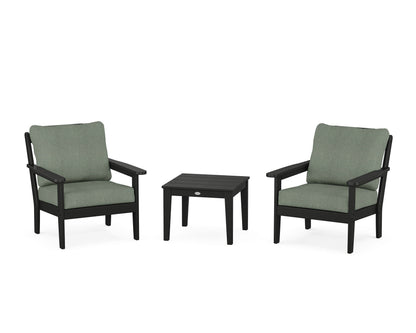 Country Living Cottage 3-Piece Deep Seating Set in Black / Cast Sage